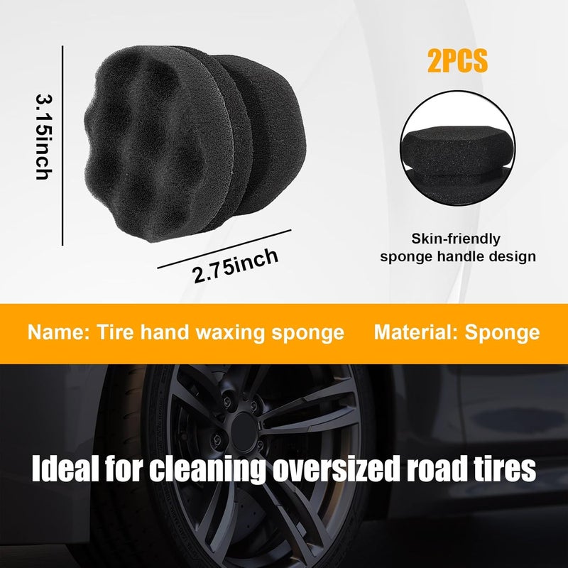 Suvnie 2 PCS Tire Shine Applicator, Reusable Foam Car Tire Dressing Applicator Pads with Ergonomic Design, Durable Automotive Detailing Sponge Tool for Applying Tire Shine (Black, Small) - Image 2